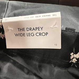 Drapey black pants with floral pattern